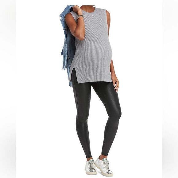 SPANX MAMA MATERNITY FAUX LEATHER LEGGINGS SMALL - Picture 6 of 8